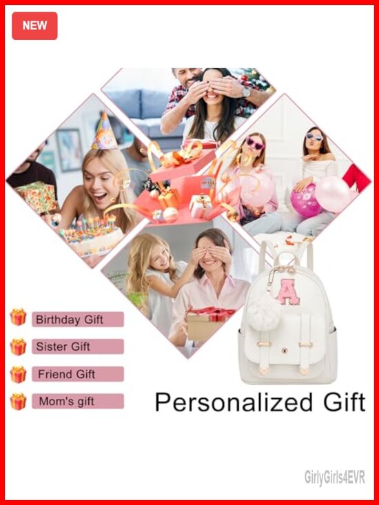 Personalized Initial Mini Backpack, Small PU Leather Backpack Purse for Women, main image 4
